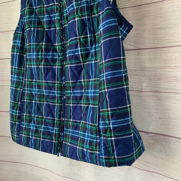 Croft & Borrow Navy Blue and Green Plaid Quilted Vest Full Zip Size L - Picture 16 of 16